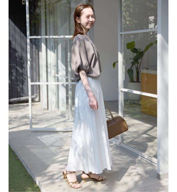 SLOBE IENA「《WEB限定/追加予約》ナイロンワッシャー切り替えギャザースカート」|スカート|