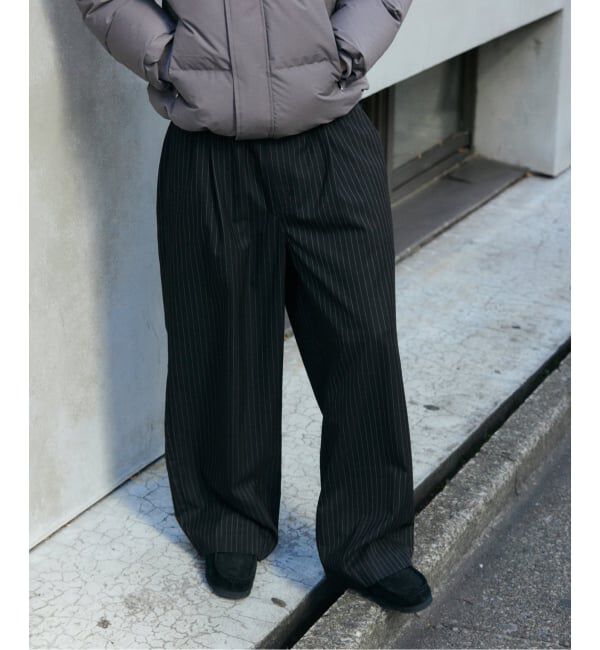 JOURNAL STANDARD「TR モダン ツイル ワイド ストライプ スラックス」|スラックス|ブラック A