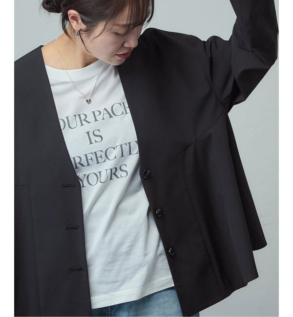 JOURNAL STANDARD「リネンナイロンストレッチフレアジャケット」|ノーカラージャケット|