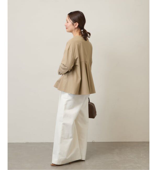 JOURNAL STANDARD「リネンナイロンストレッチフレアジャケット」|ノーカラージャケット|