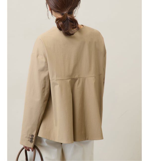JOURNAL STANDARD「リネンナイロンストレッチフレアジャケット」|ノーカラージャケット|