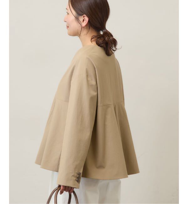 JOURNAL STANDARD「リネンナイロンストレッチフレアジャケット」|ノーカラージャケット|