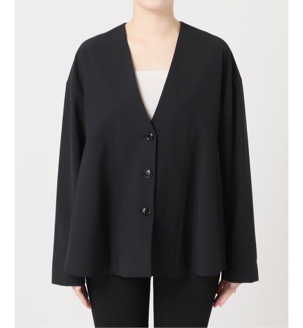 JOURNAL STANDARD「リネンナイロンストレッチフレアジャケット」|ノーカラージャケット|