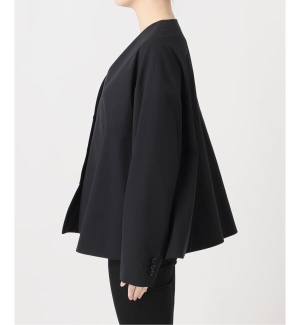 JOURNAL STANDARD「リネンナイロンストレッチフレアジャケット」|ノーカラージャケット|