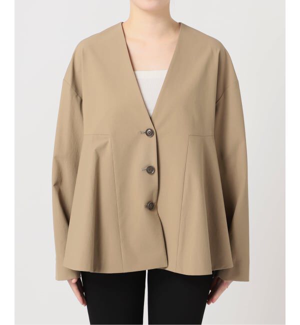 JOURNAL STANDARD「リネンナイロンストレッチフレアジャケット」|ノーカラージャケット|