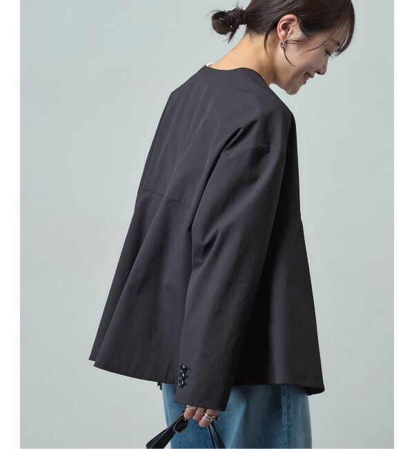 JOURNAL STANDARD「リネンナイロンストレッチフレアジャケット」|ノーカラージャケット|