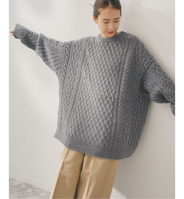Spick and Span「Higuchi*Sアラン柄ルーズニット」|ニット・セーター|グレー