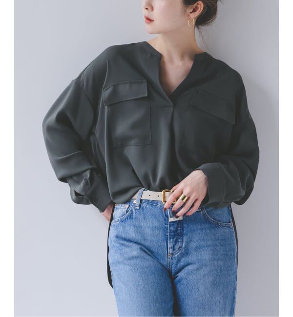 NOBLE「《追加・WEB限定カラー》ワークディテールドレープシャツ」|シャツ・ブラウス|