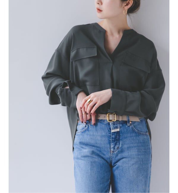 NOBLE「《追加・WEB限定カラー》ワークディテールドレープシャツ」|シャツ・ブラウス|