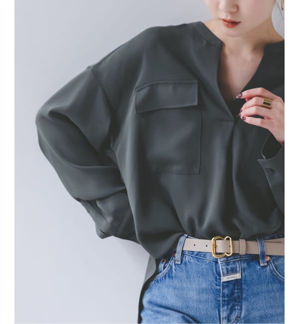 NOBLE「《追加・WEB限定カラー》ワークディテールドレープシャツ」|シャツ・ブラウス|