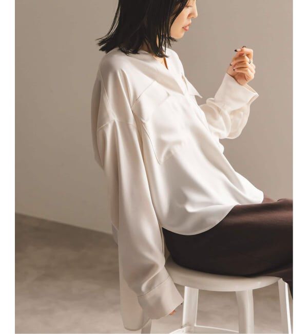 NOBLE「《追加・WEB限定カラー》ワークディテールドレープシャツ」|シャツ・ブラウス|ホワイト A