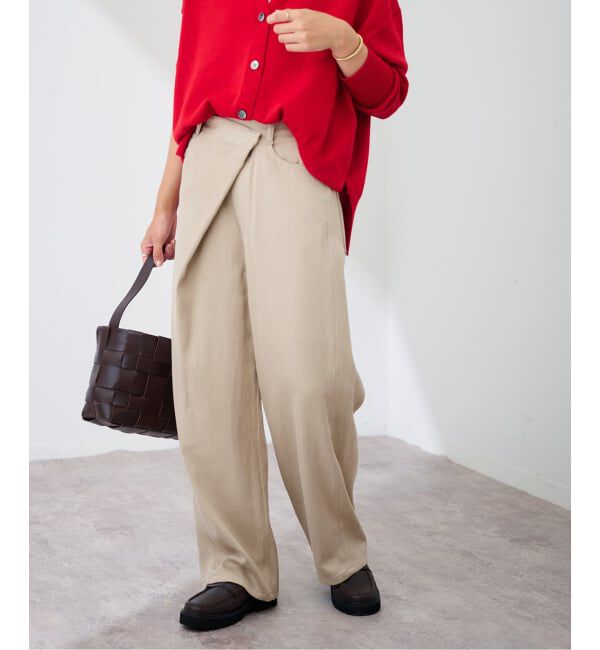 FRAMeWORK「カルゼラップパンツ」|スラックス|ベージュ