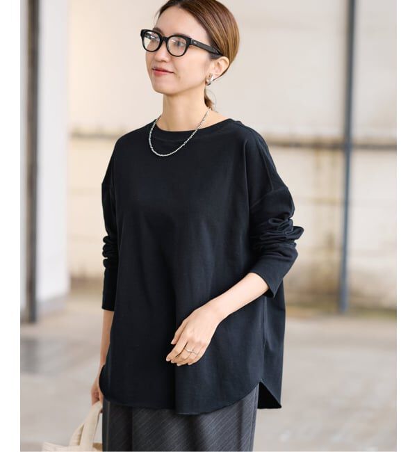 FRAMeWORK「ミニ裏毛ラウンドヘムプルオーバー」|Tシャツ・カットソー|ブラック