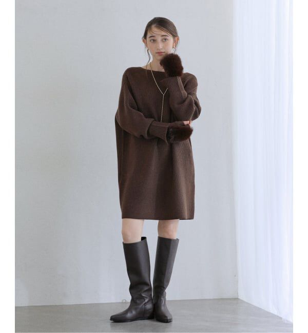  「《追加》【洗える】ファーグローブニットチュニック」|チュニック|