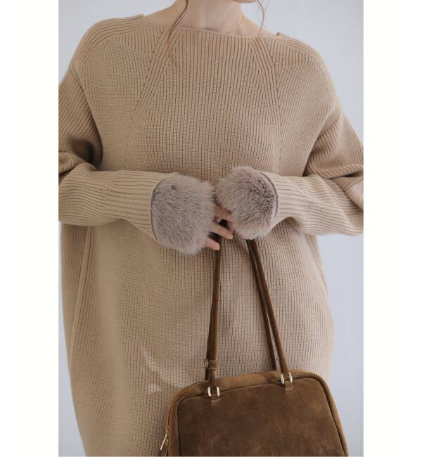  「《追加》【洗える】ファーグローブニットチュニック」|チュニック|