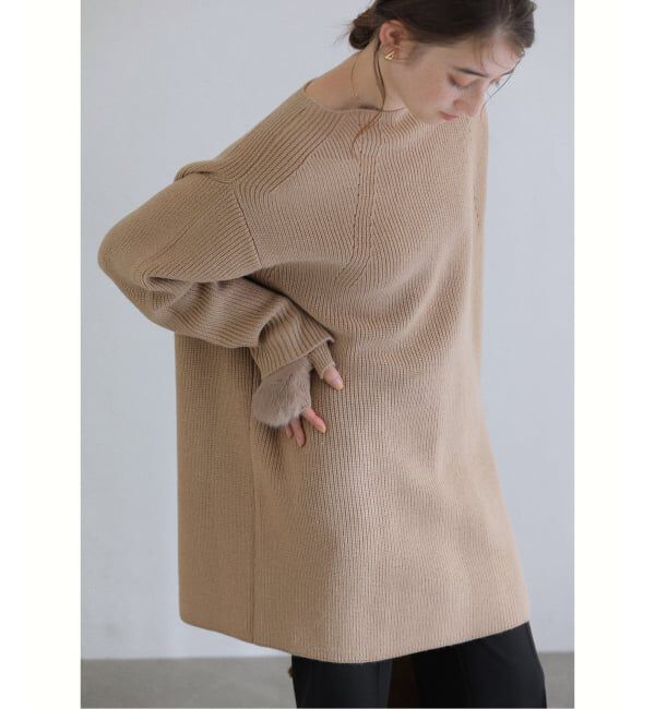  「《追加》【洗える】ファーグローブニットチュニック」|チュニック|