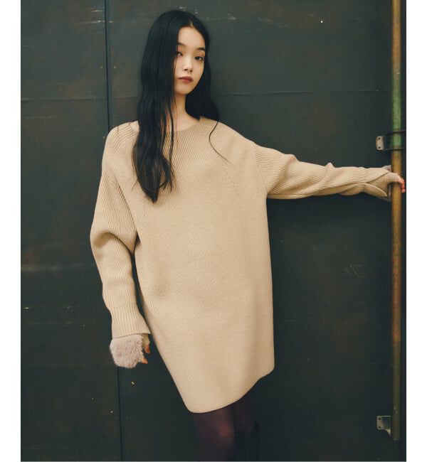  「《追加》【洗える】ファーグローブニットチュニック」|チュニック|