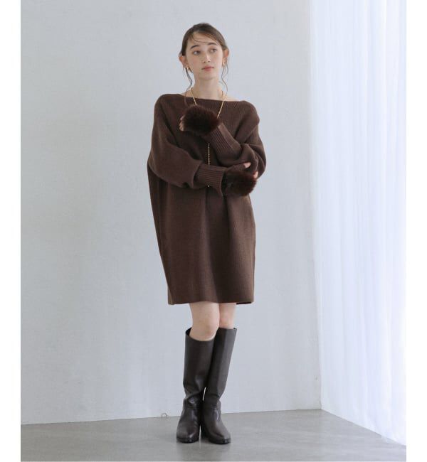  「《追加》【洗える】ファーグローブニットチュニック」|チュニック|