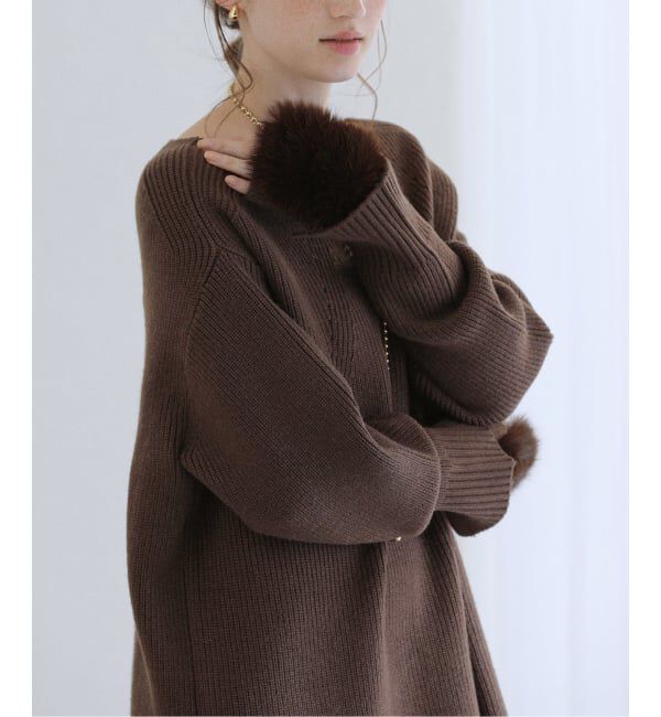  「《追加》【洗える】ファーグローブニットチュニック」|チュニック|