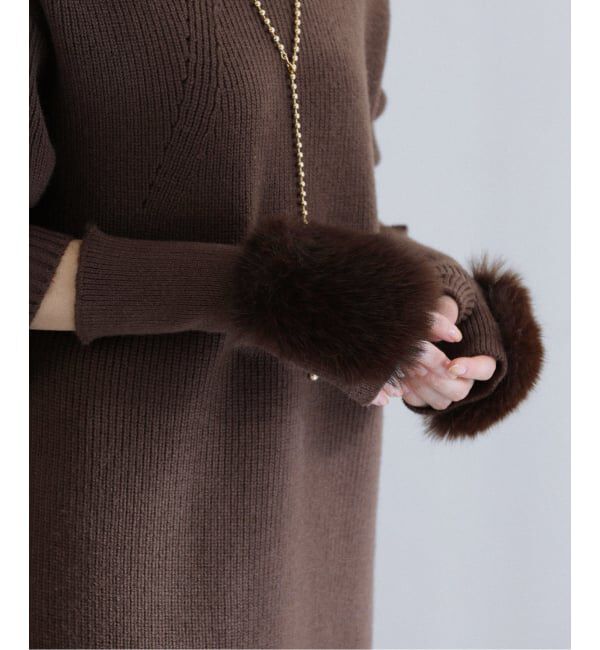  「《追加》【洗える】ファーグローブニットチュニック」|チュニック|