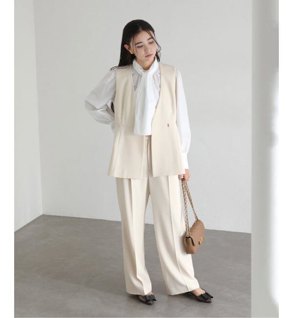  「【洗える】ツイルストレッチタックパンツ」|スラックス|