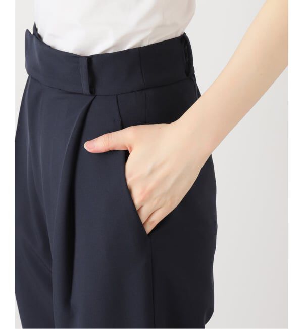  「【洗える】ツイルストレッチタックパンツ」|スラックス|