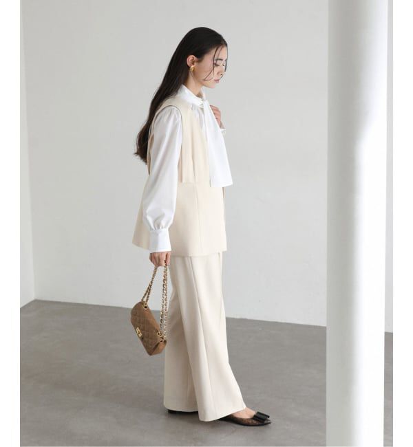  「【洗える】ツイルストレッチタックパンツ」|スラックス|