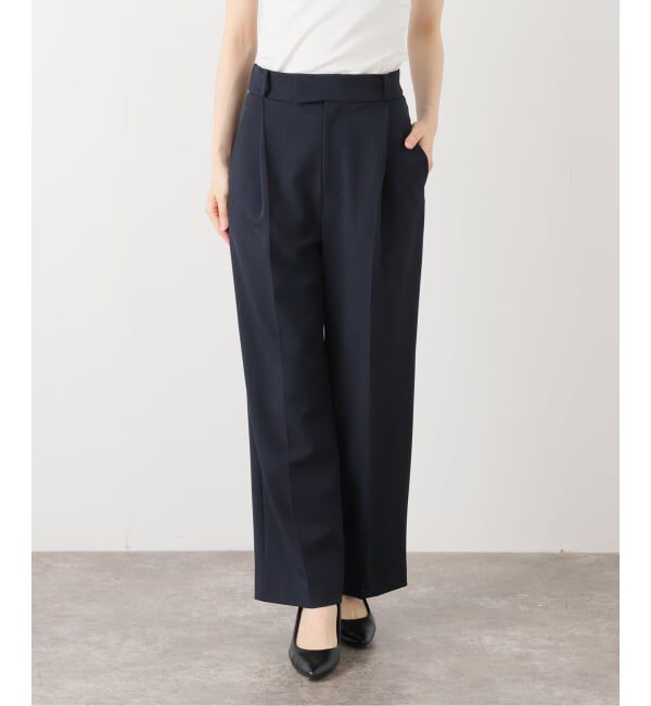  「【洗える】ツイルストレッチタックパンツ」|スラックス|