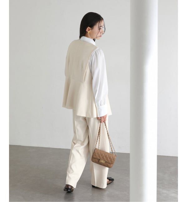  「【洗える】ツイルストレッチタックパンツ」|スラックス|