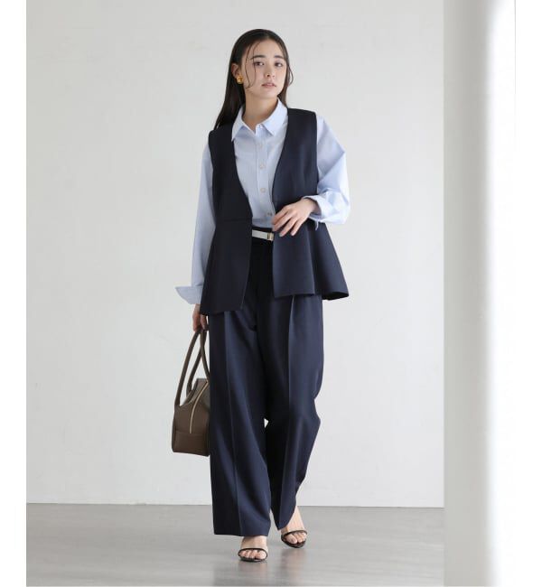  「【洗える】ツイルストレッチタックパンツ」|スラックス|