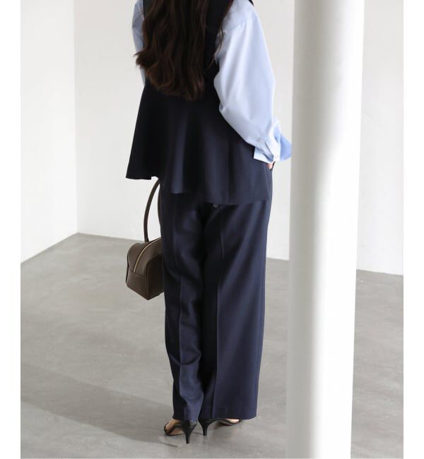  「【洗える】ツイルストレッチタックパンツ」|スラックス|