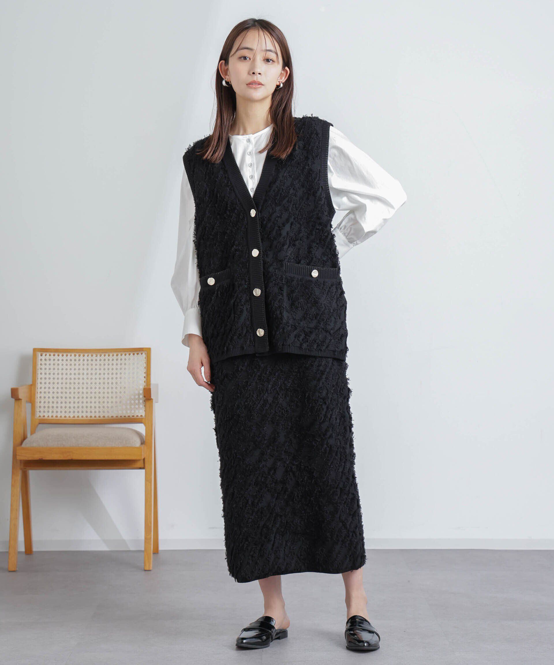 nano･universe「フリンジニットベスト(セットアップ可)」|ニット・セーター|
