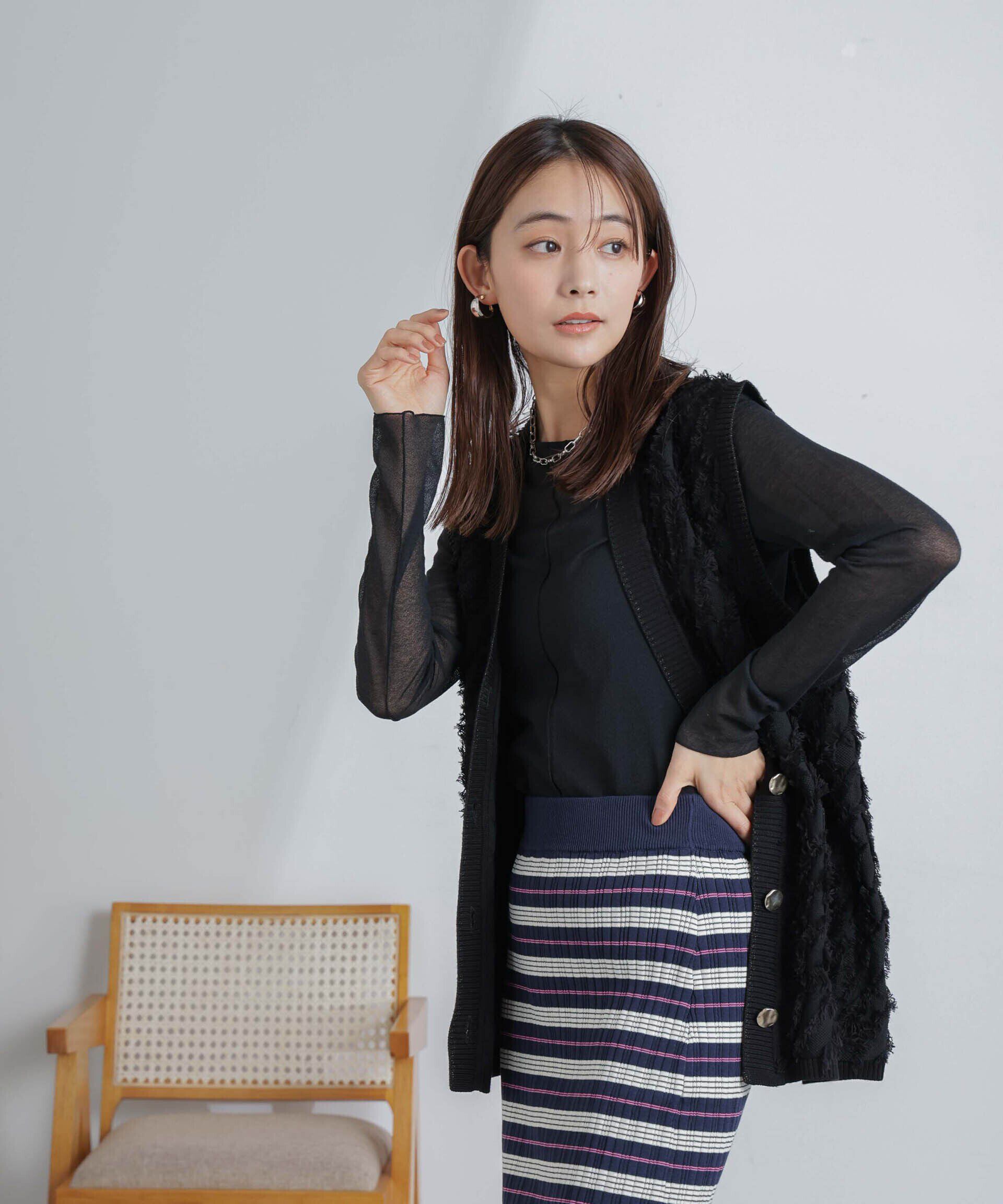 nano･universe「フリンジニットベスト(セットアップ可)」|ニット・セーター|