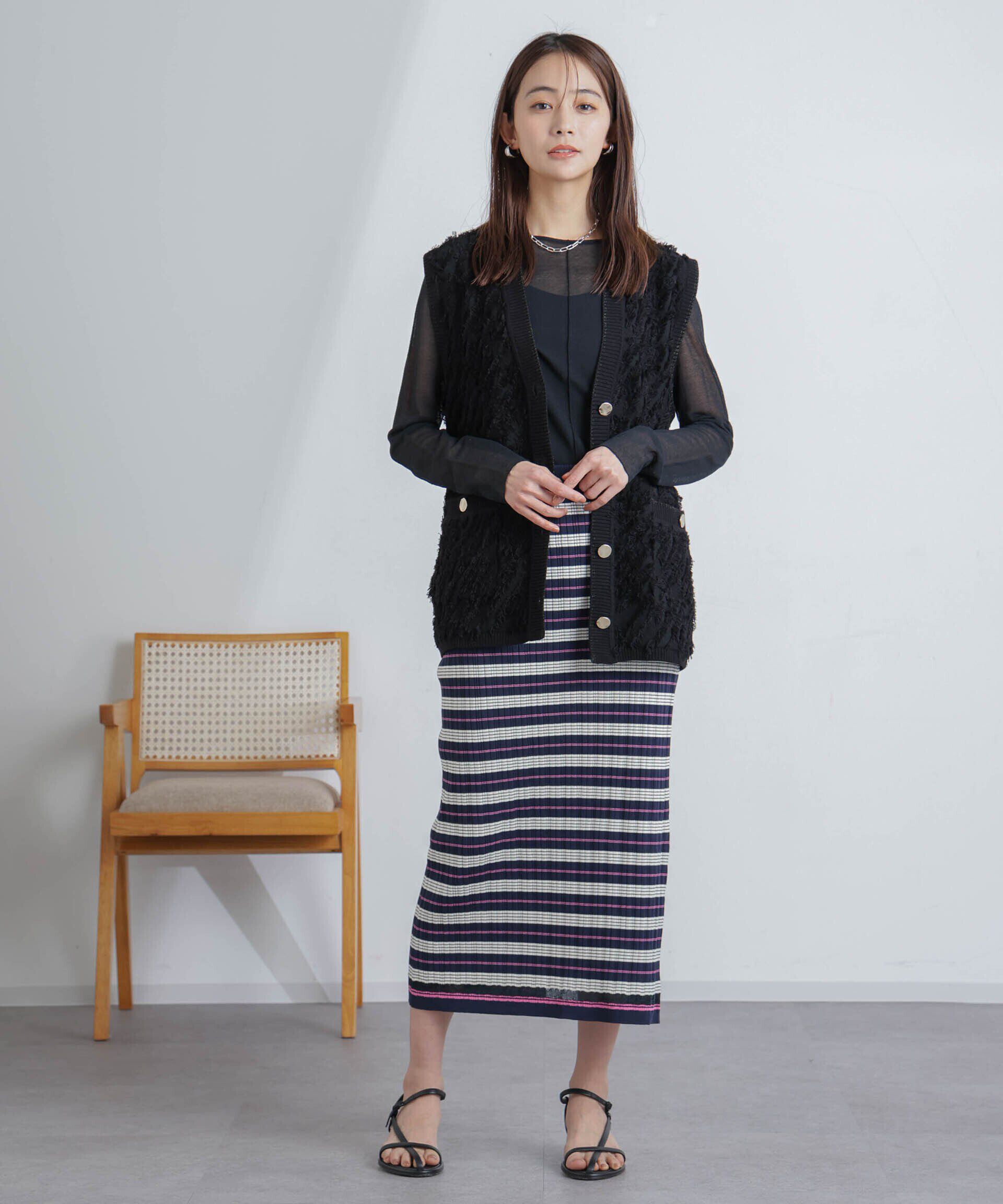 nano･universe「フリンジニットベスト(セットアップ可)」|ニット・セーター|