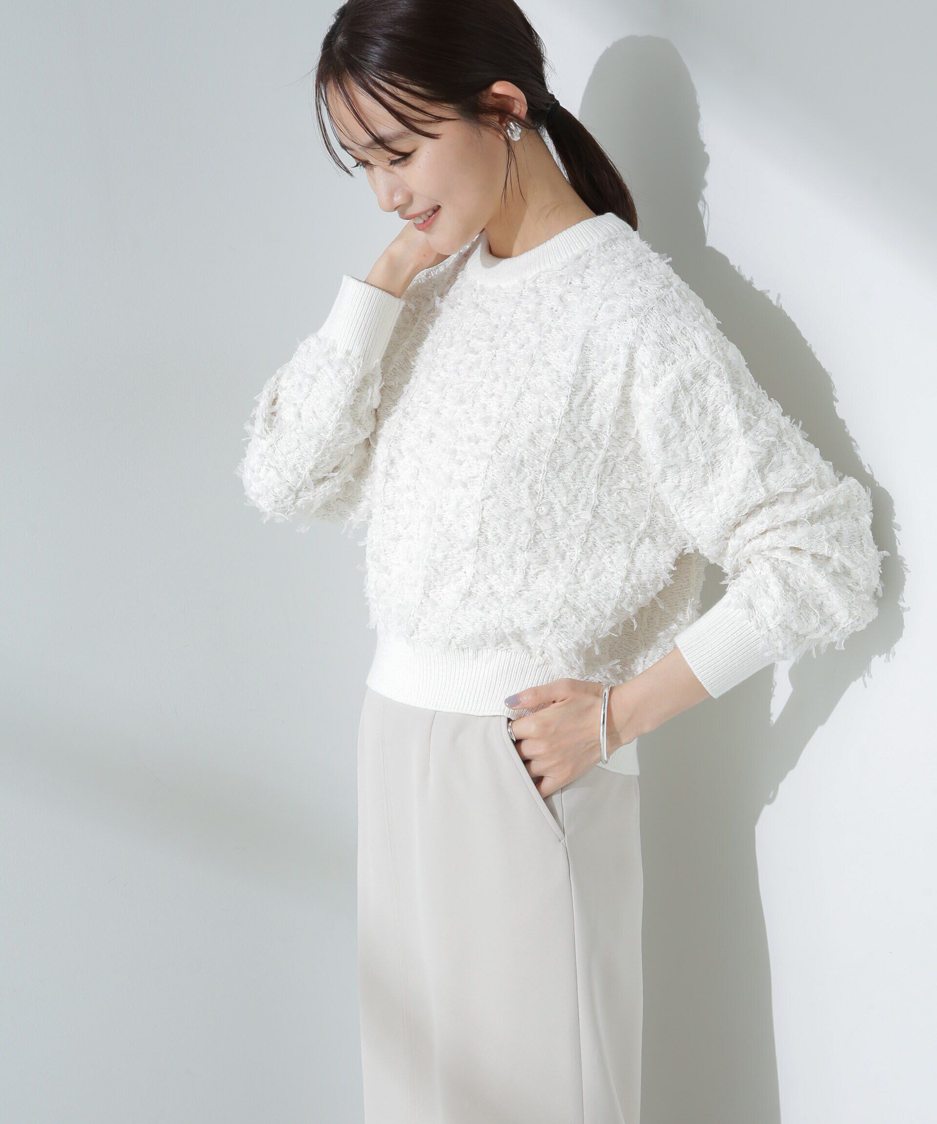 nano･universe「チュールモールニットプルオーバー（セットアップ可）」|ニット・セーター|