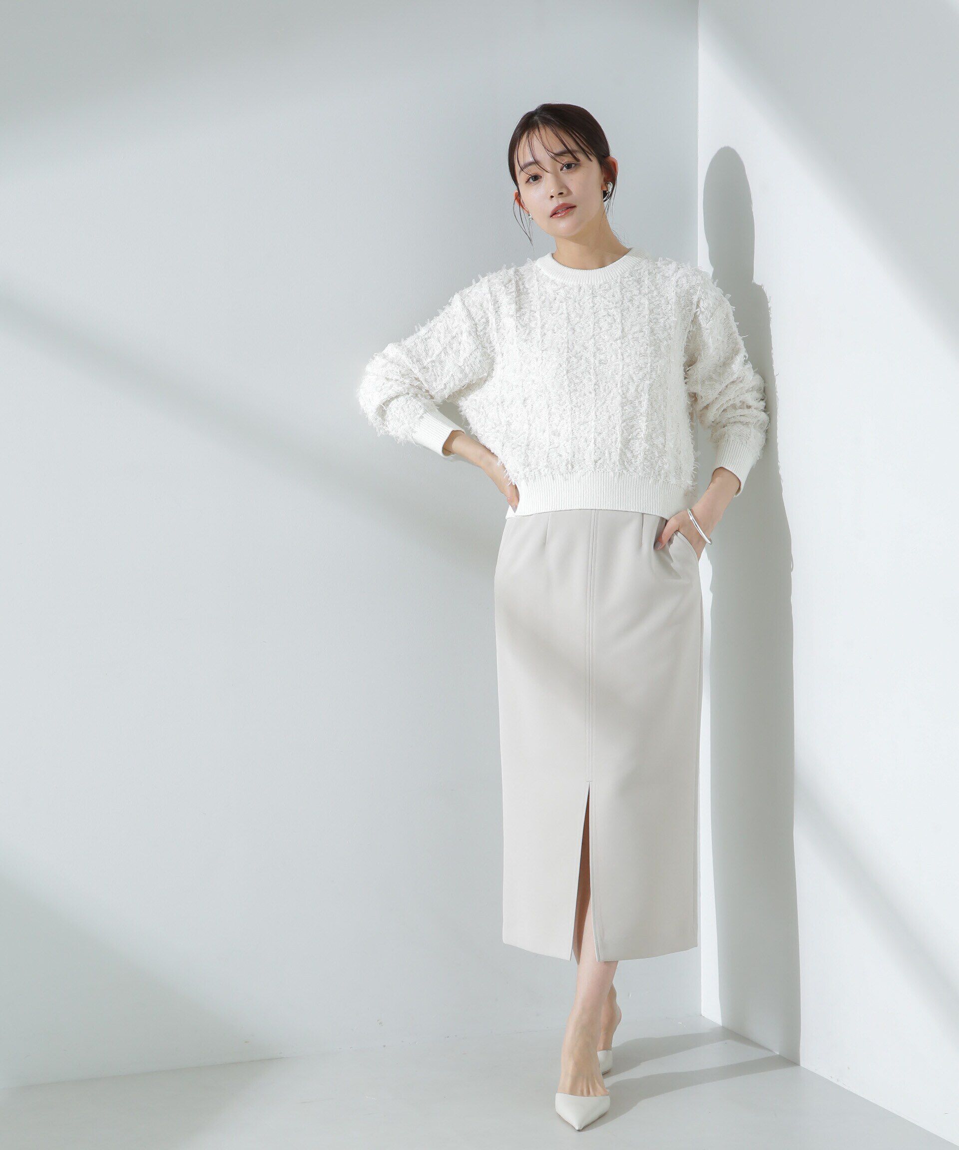 nano･universe「チュールモールニットプルオーバー（セットアップ可）」|ニット・セーター|