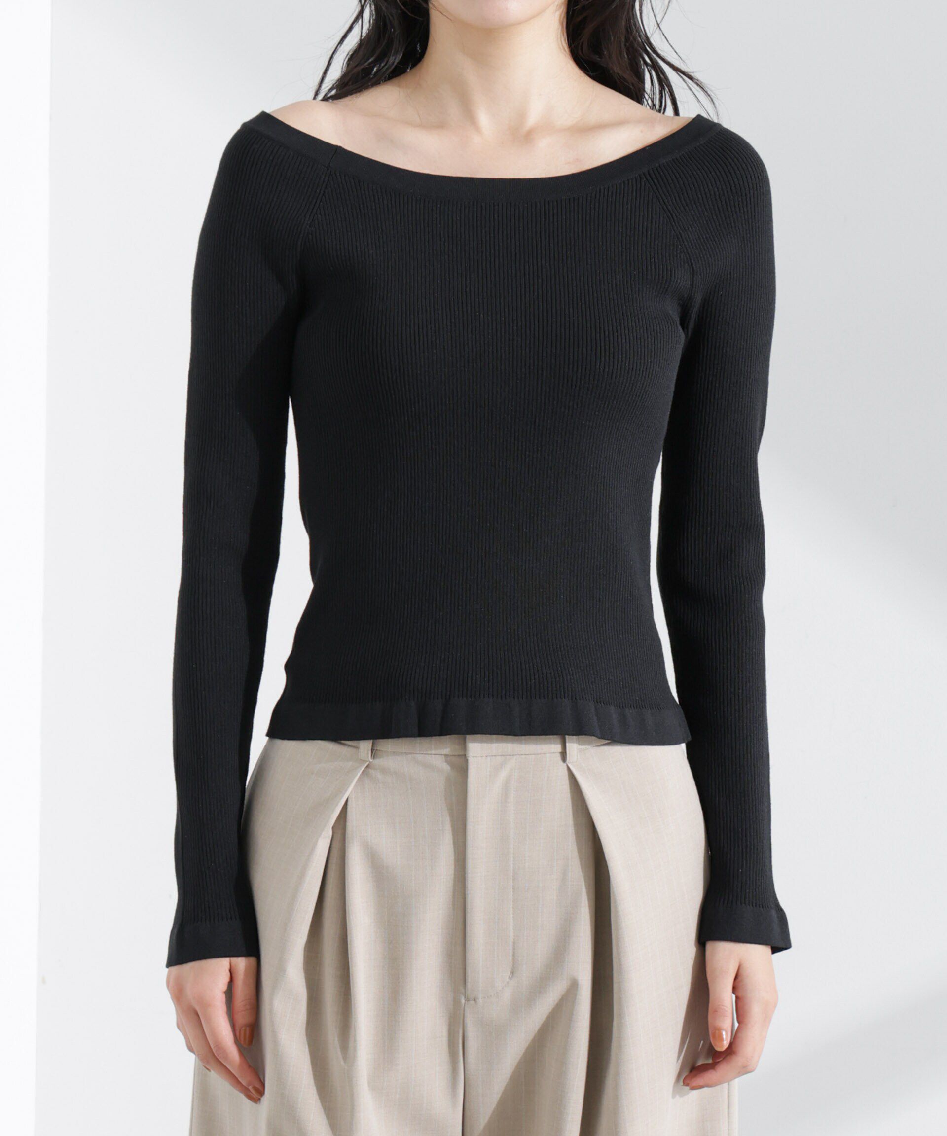 nano･universe「ホルターネックキャミ付きリブトップス」|ニット・セーター|