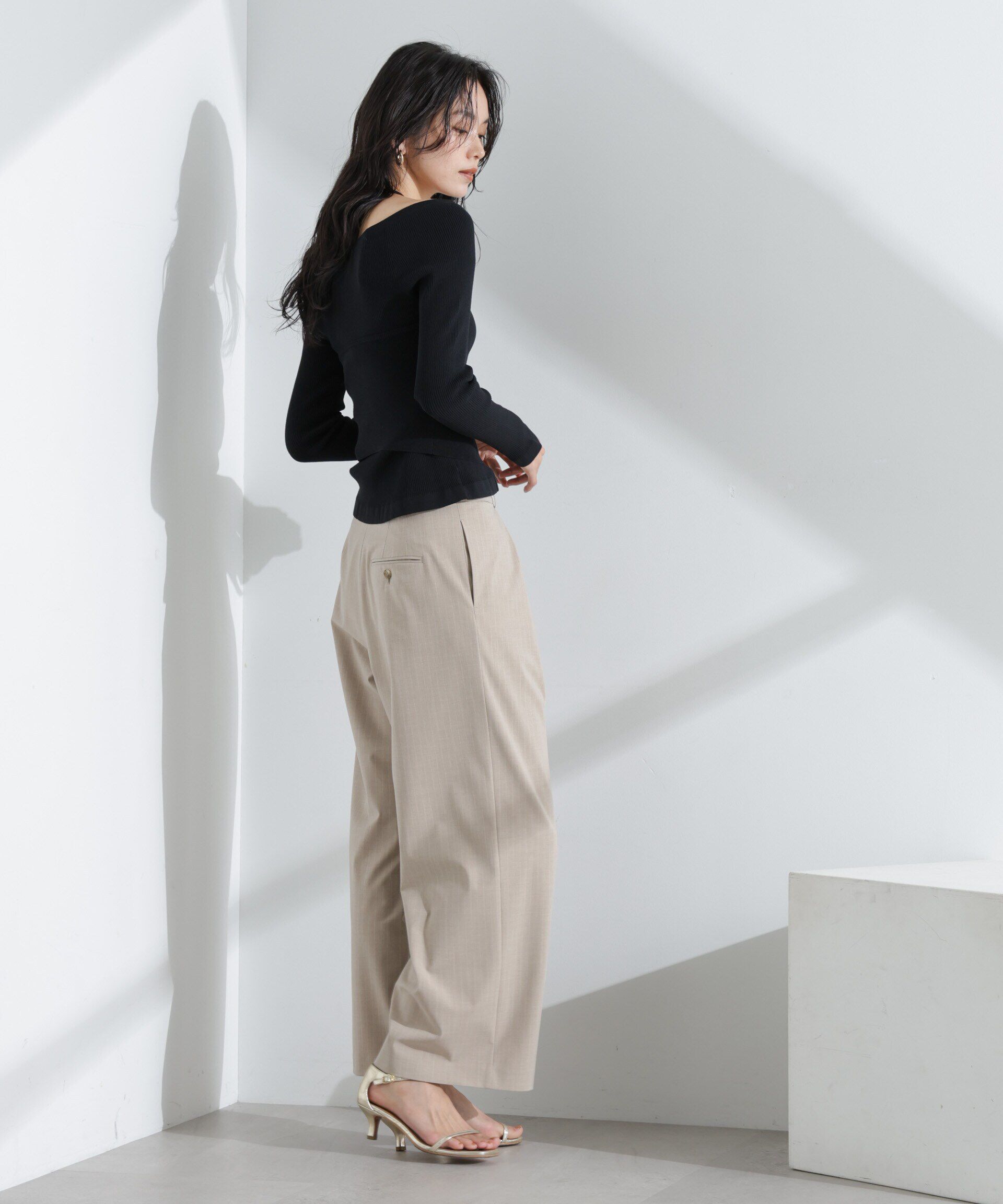 nano･universe「ホルターネックキャミ付きリブトップス」|ニット・セーター|