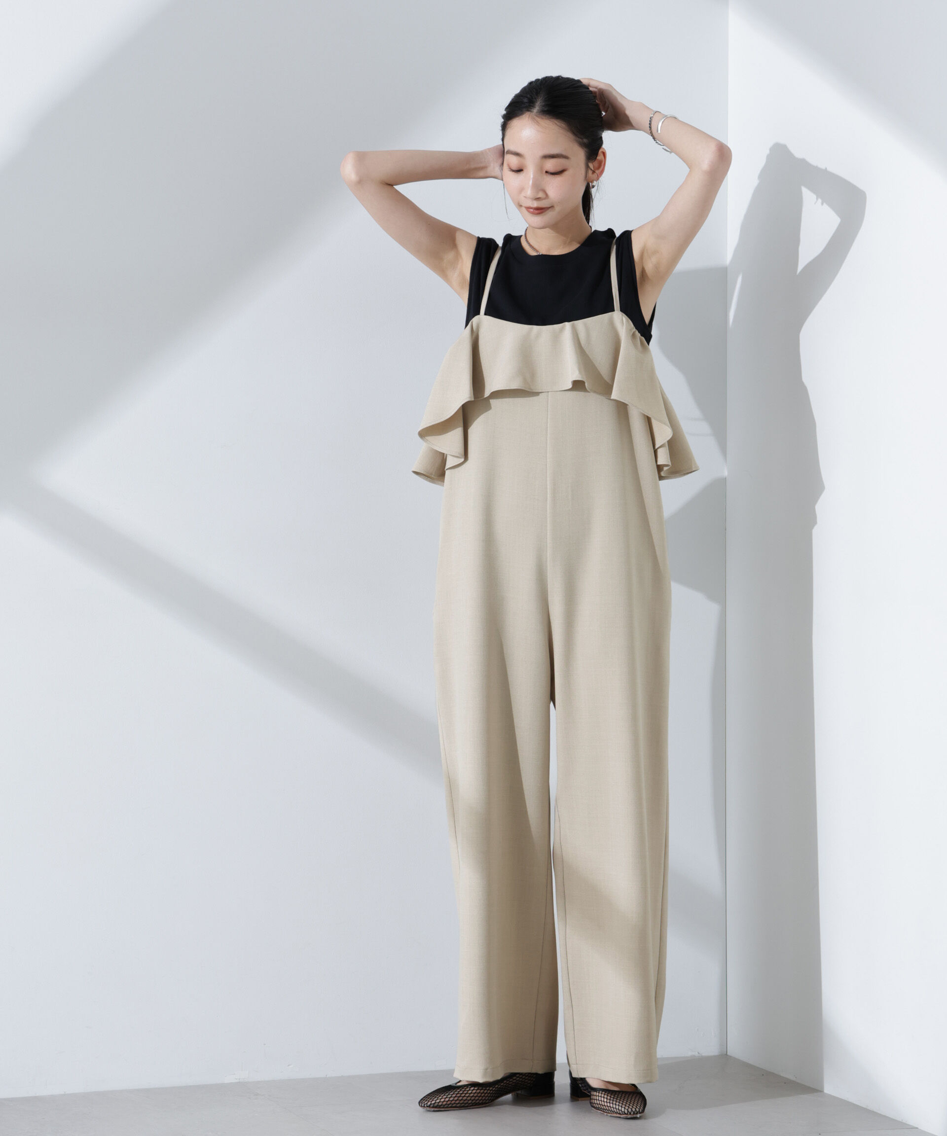 nano･universe「2wayオフショルダーフリルオールインワン」|ワンピース|