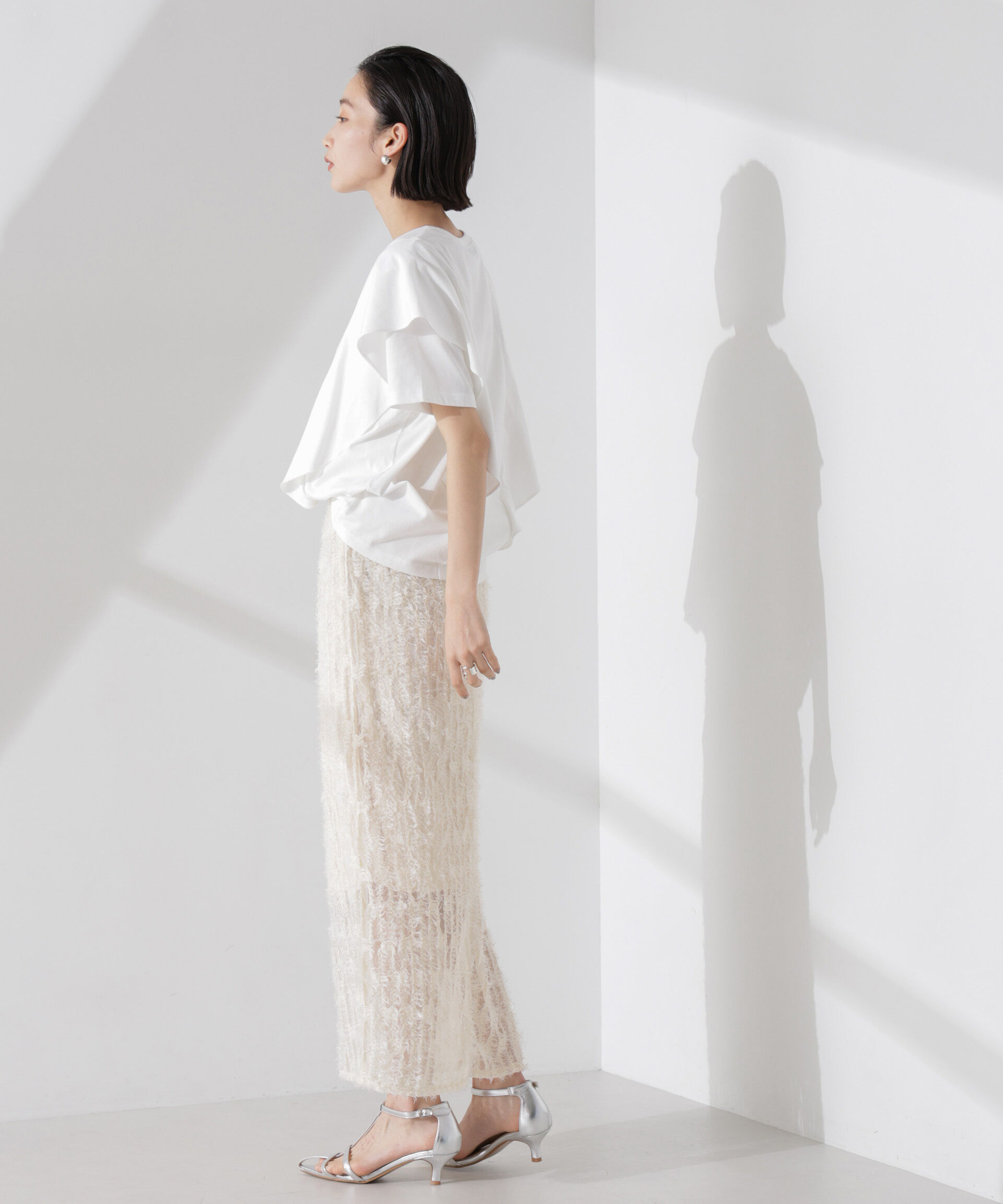 nano･universe「フリンジチュールナロースカート（セットアップ可）」|スカート|