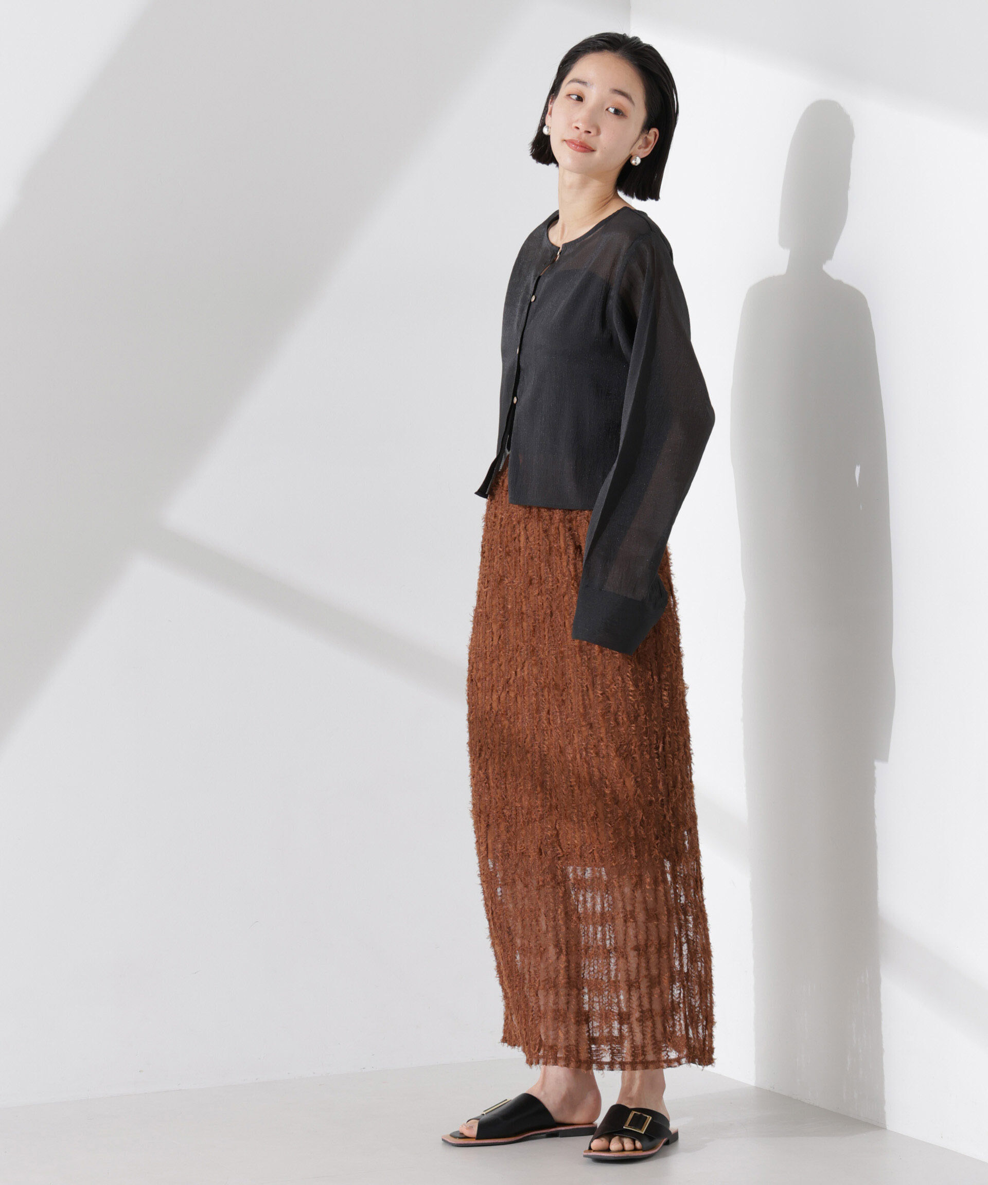 nano･universe「フリンジチュールナロースカート（セットアップ可）」|スカート|