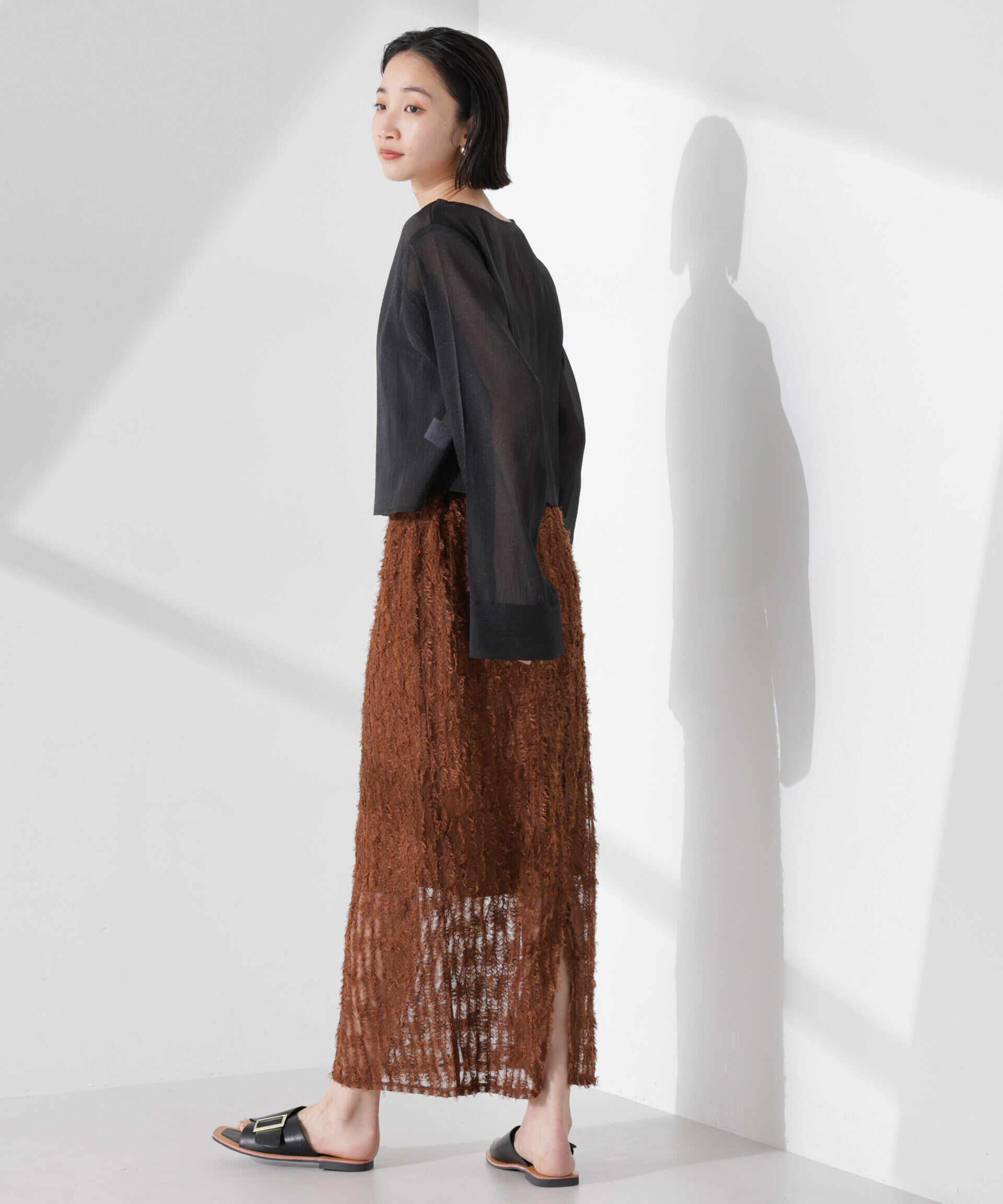 nano･universe「フリンジチュールナロースカート（セットアップ可）」|スカート|