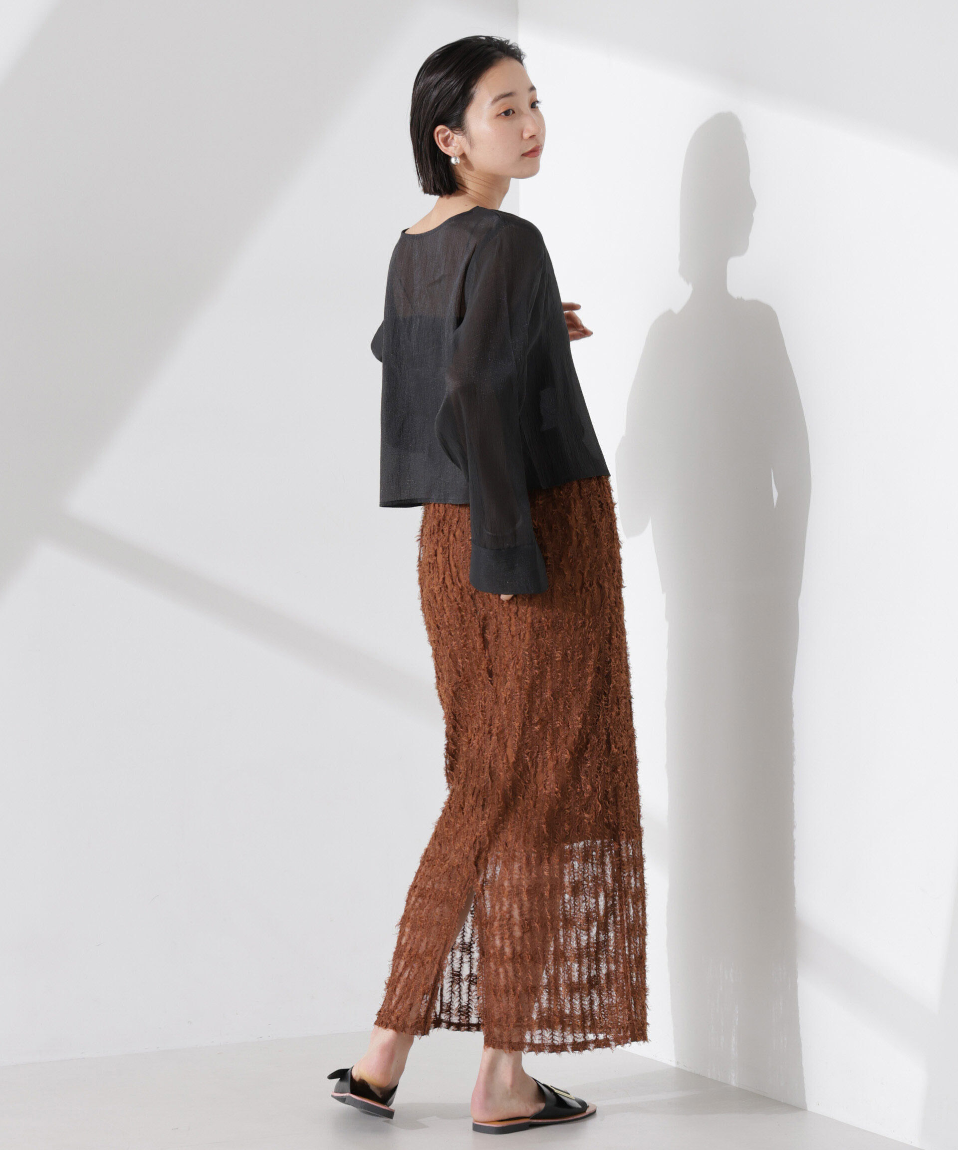 nano･universe「フリンジチュールナロースカート（セットアップ可）」|スカート|