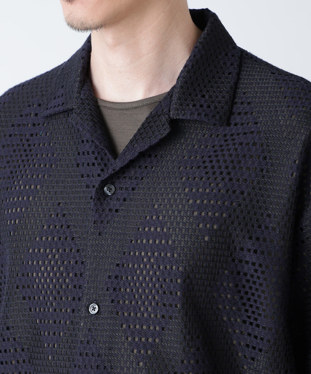 nano･universe「ダイヤレース オープンカラーシャツ」|シャツ・ブラウス|