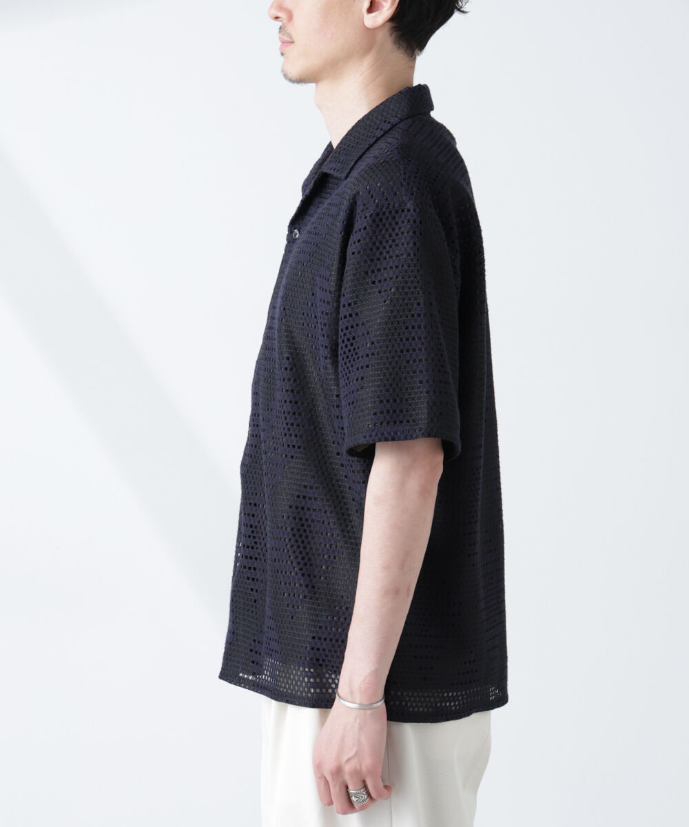 nano･universe「ダイヤレース オープンカラーシャツ」|シャツ・ブラウス|