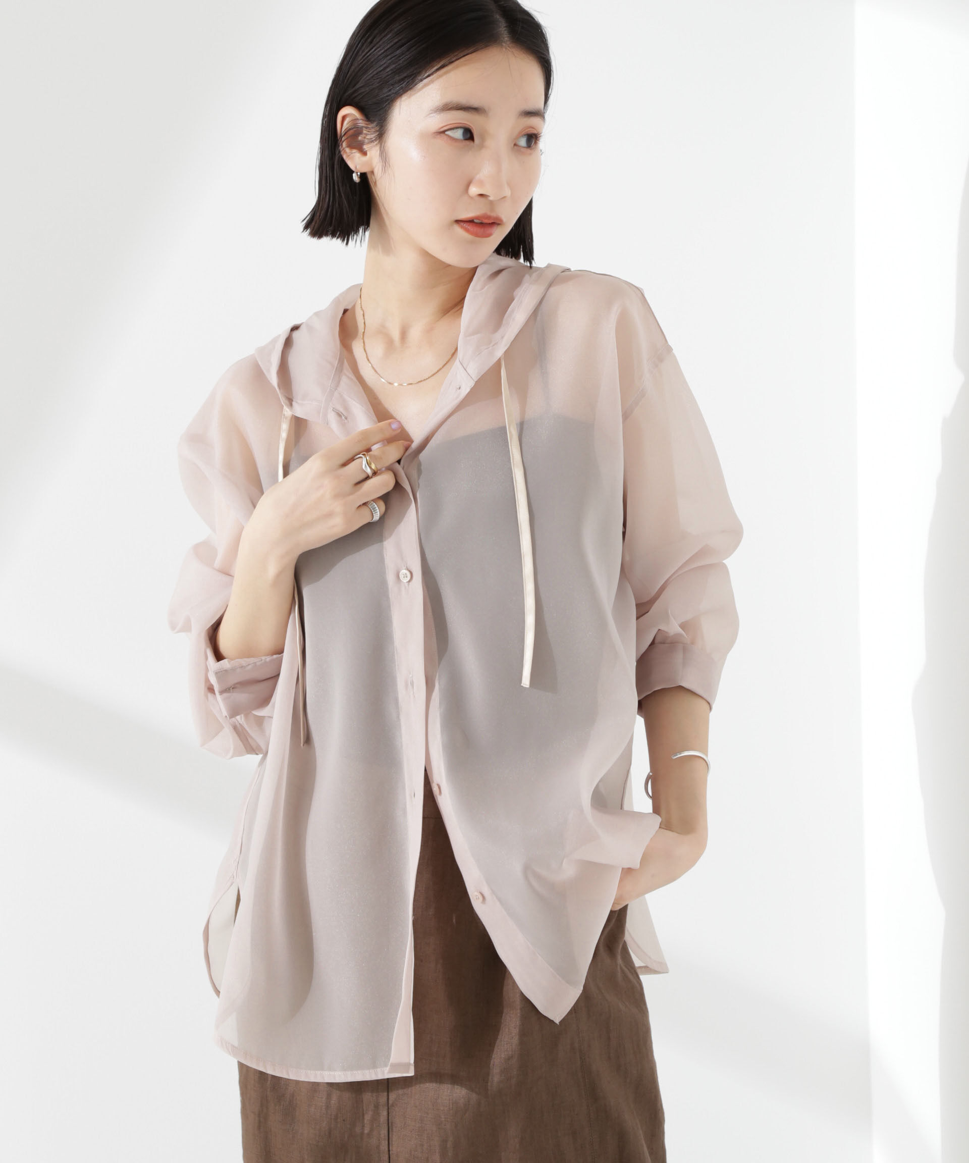 nano･universe「シアーフードシャツ」|シャツ・ブラウス|