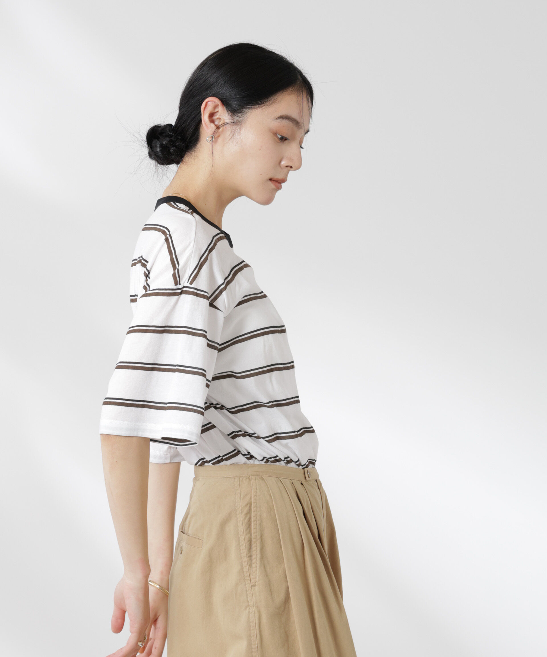 nano･universe「ボーダーシアーコットンTシャツ」|Tシャツ・カットソー|