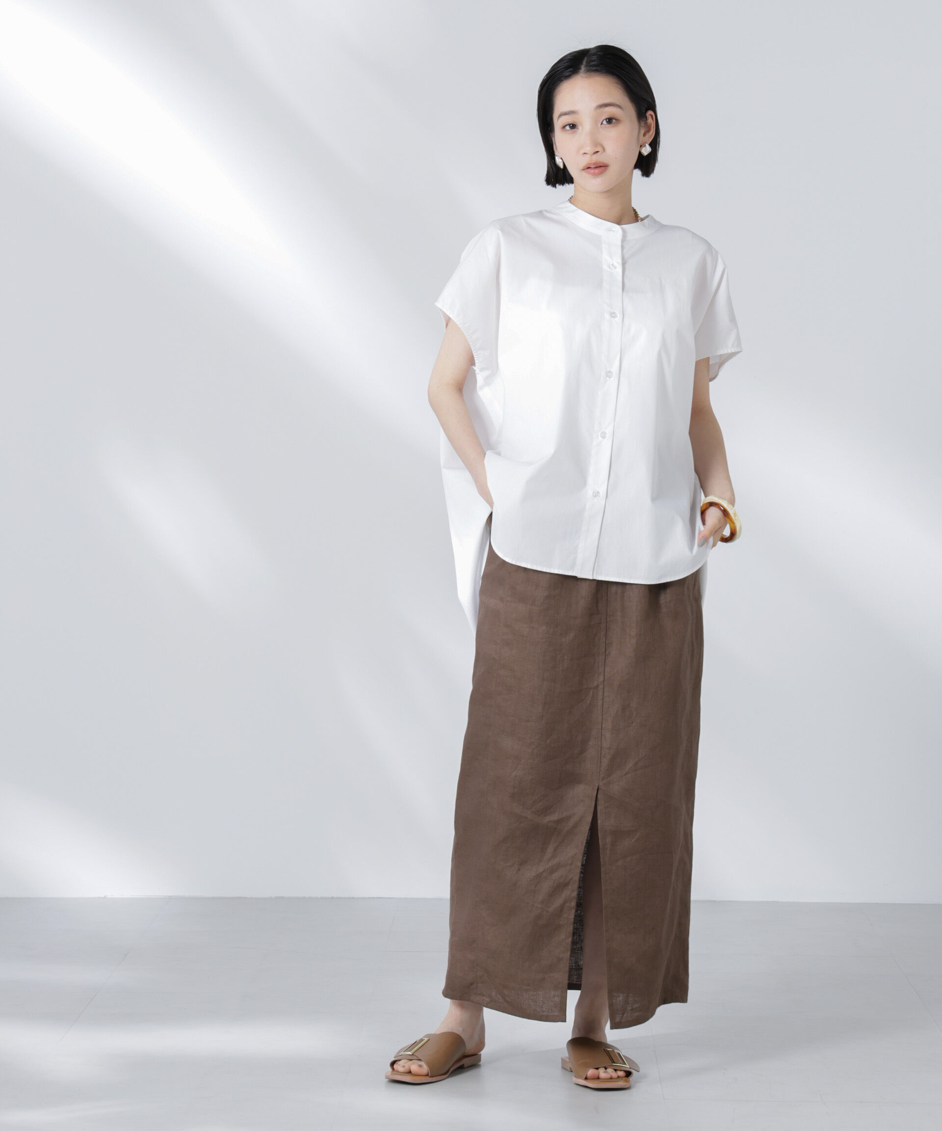 nano･universe「バックギャザーノースリーブブラウス」|シャツ・ブラウス|