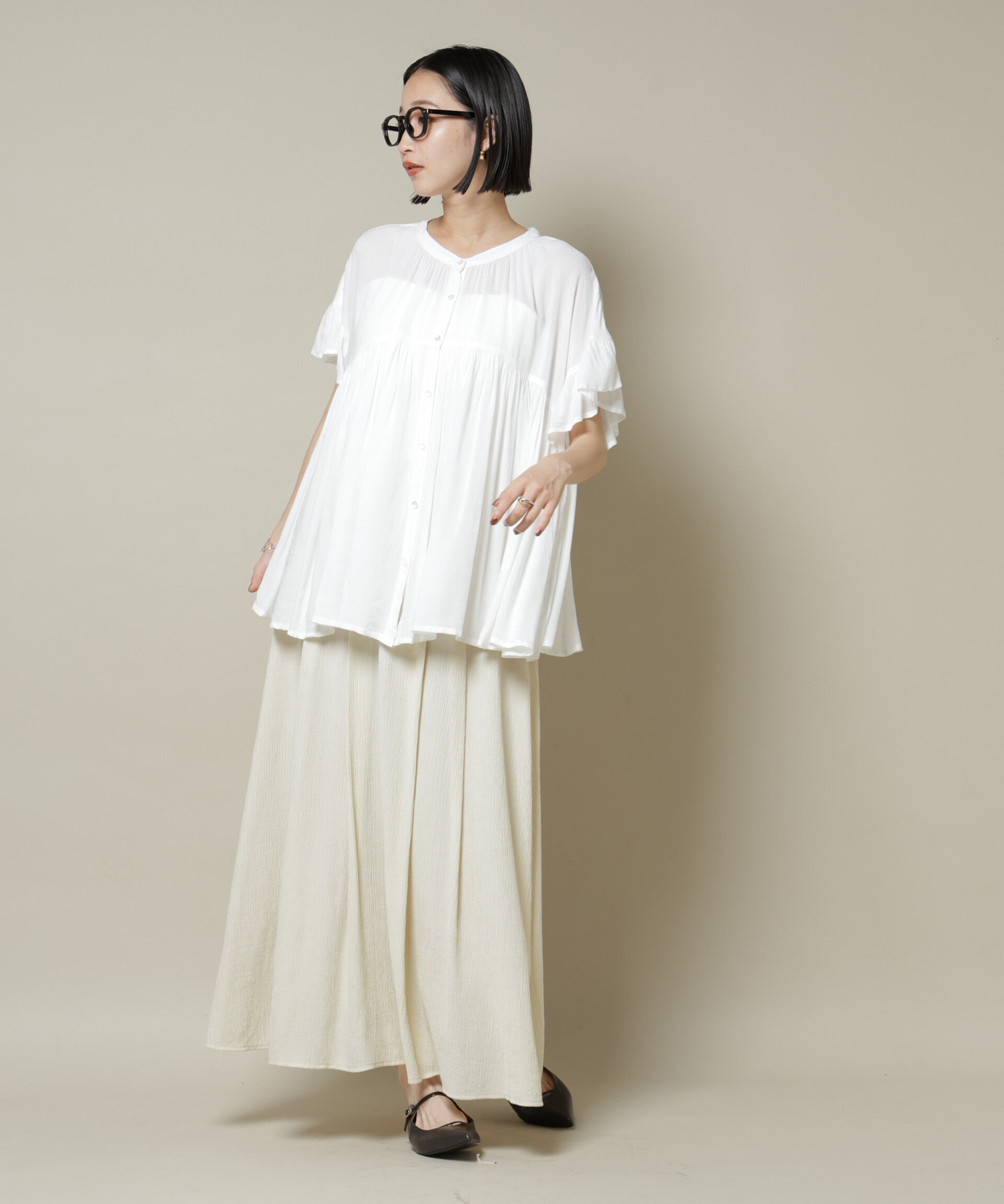 nano･universe「楊柳タックフレアスカート」|スカート|