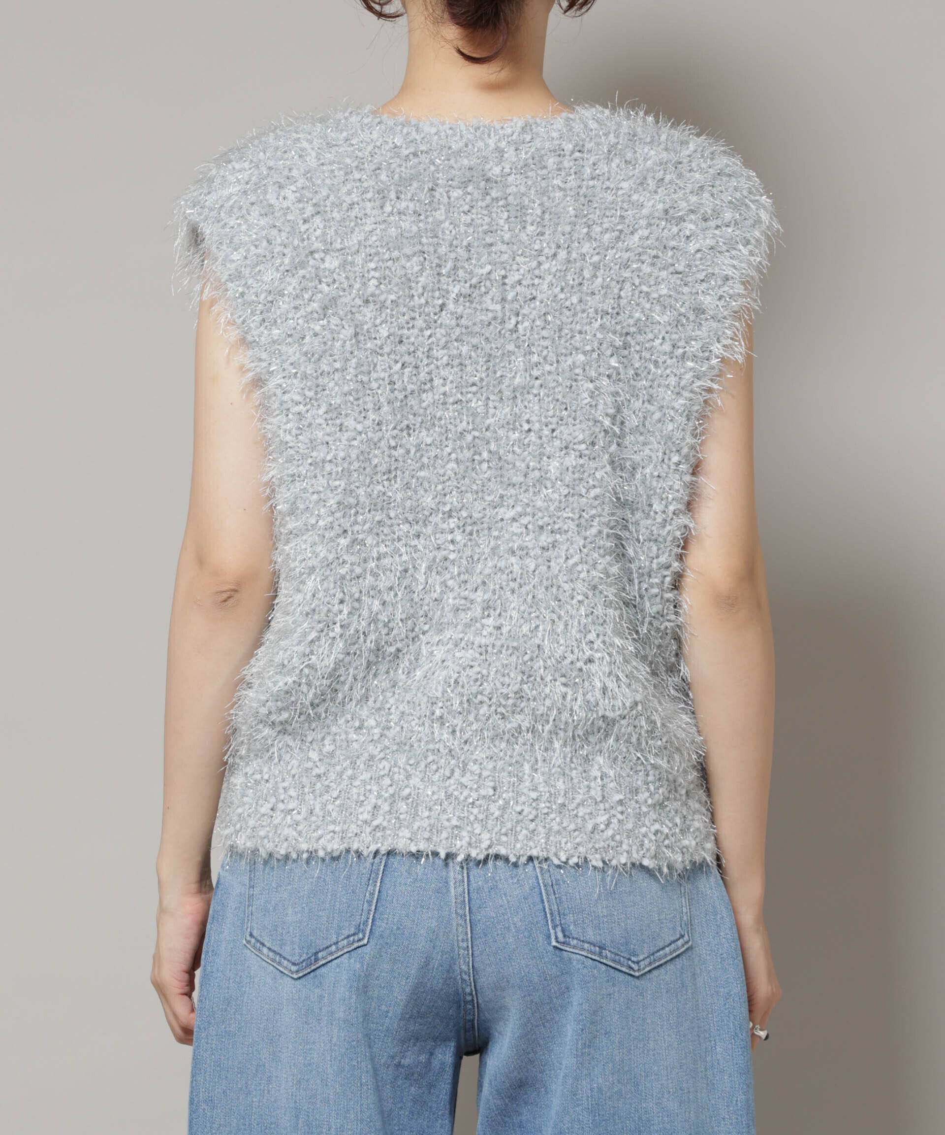 nano･universe「シャギーラメベスト」|ニット・セーター|